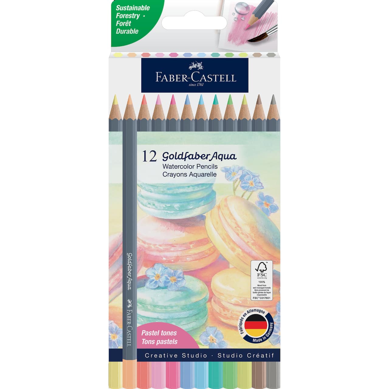Boîte de 12 crayons aquarelle, couleurs pastel Goldfaber Aqua de Faber-Castell